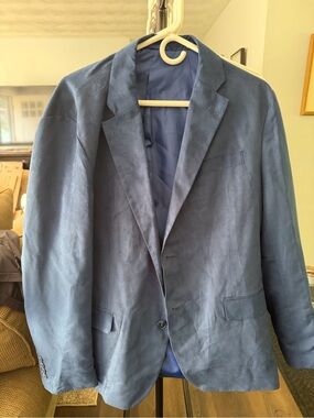 Men's Blue Suede-Look Blazer